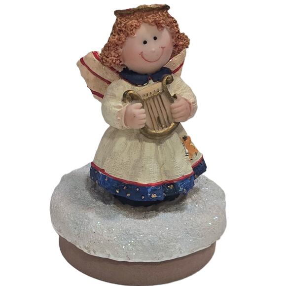 Young's Inc. Vintage Cutest Little Jar/Candle Stopper Christmas Angel w/Harp - Picture 1 of 8